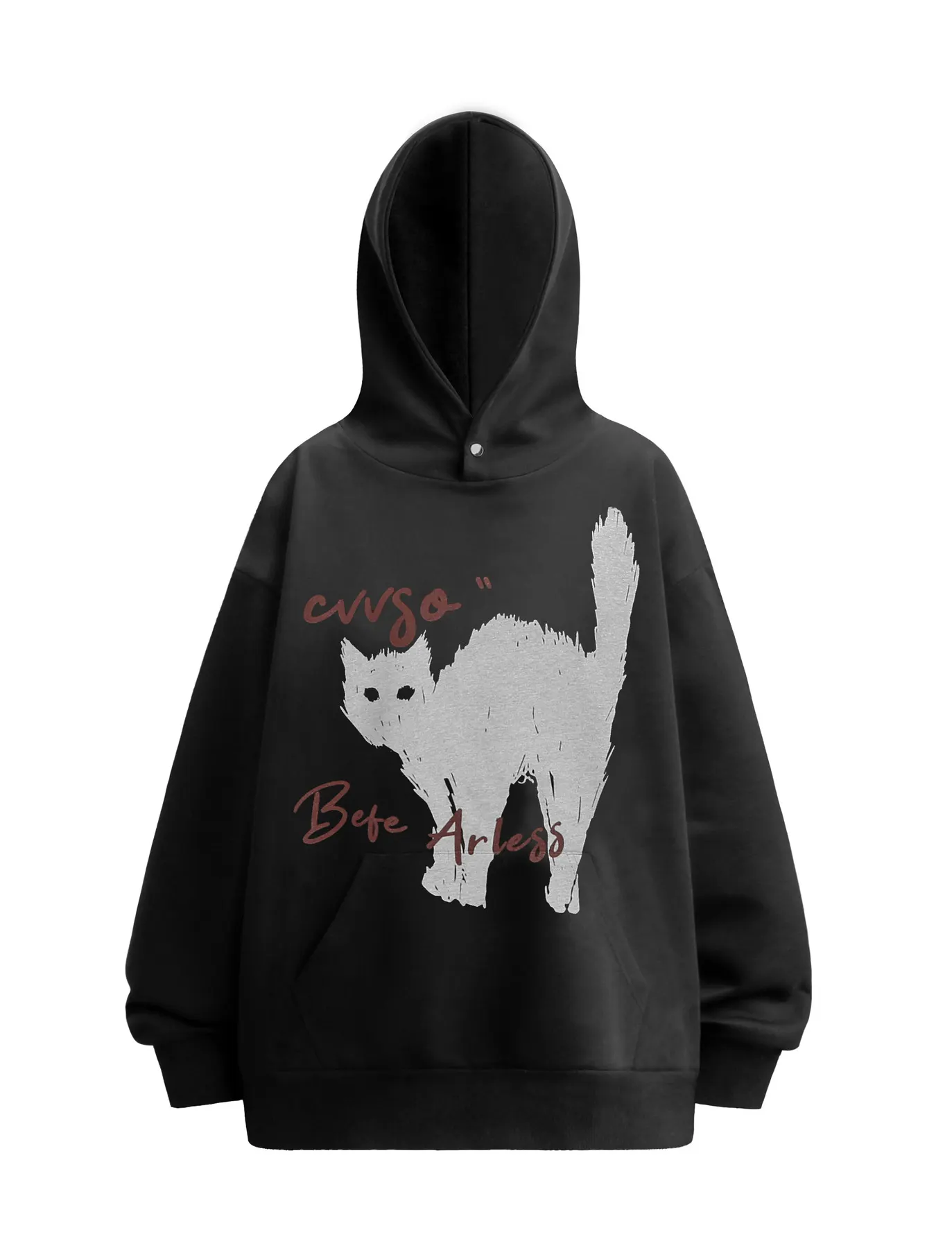 Men's Plus Size Cat Graphic Long Sleeve Oversized Hoodie