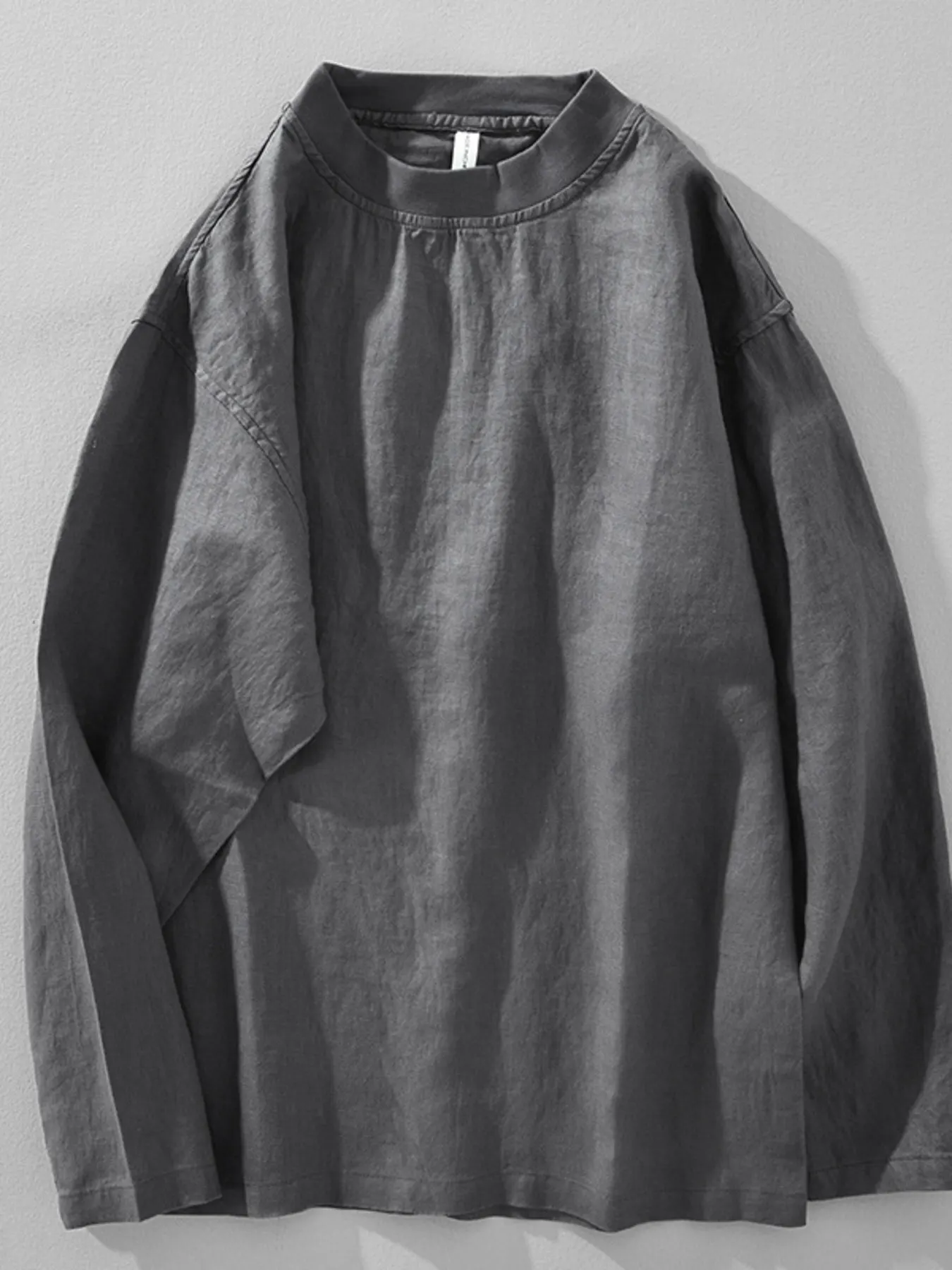 Men's Plus Size Long Sleeve Solid Color T-Shirt