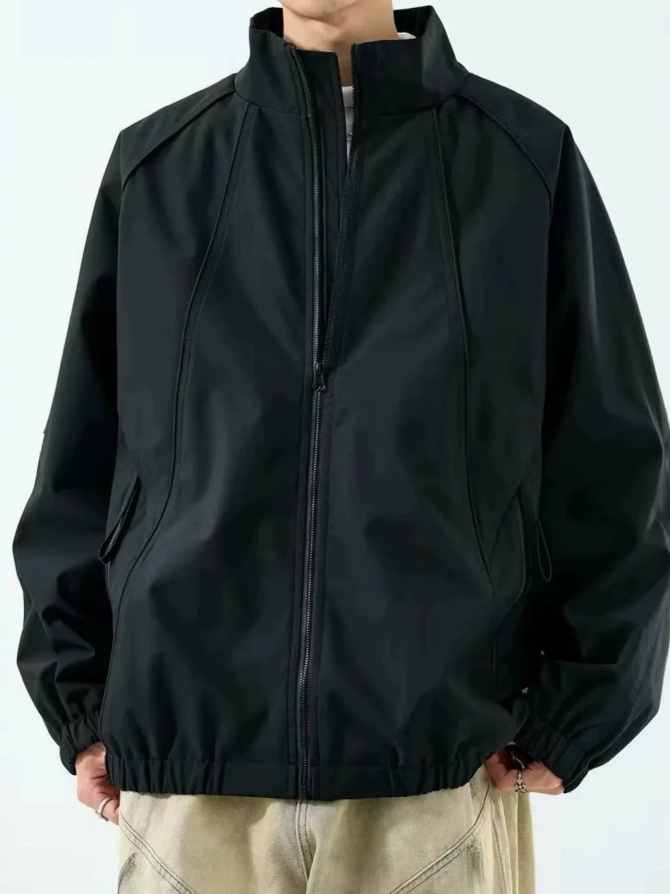 Men's Plus Size Zip Up Raglan Sleeve Jacket