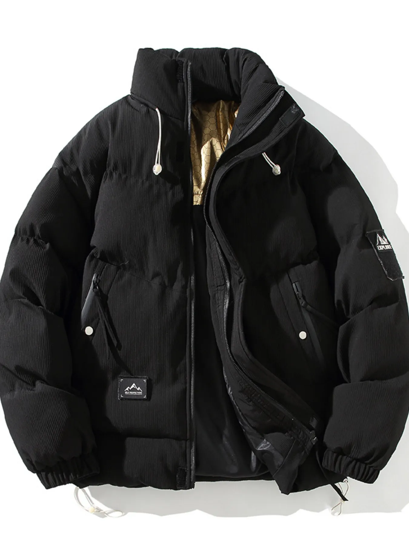 Men's Plus Size Zip Up Long Sleeve Puffer Jacket