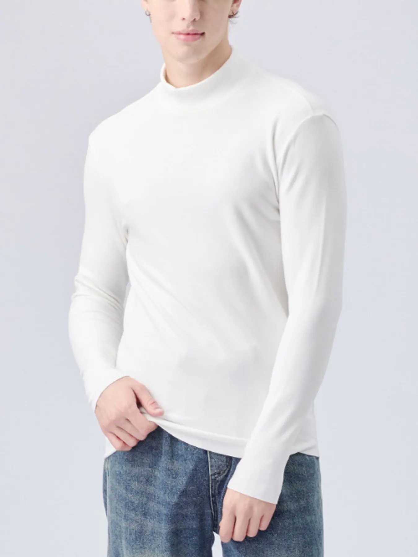 Men's Plus Size Mock Neck Long Sleeve Top