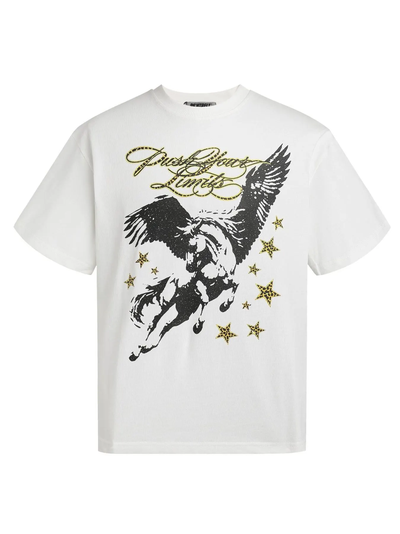 Men's Pegasus and 'Push Your Limits' Slogan Round Neck T-Shirt