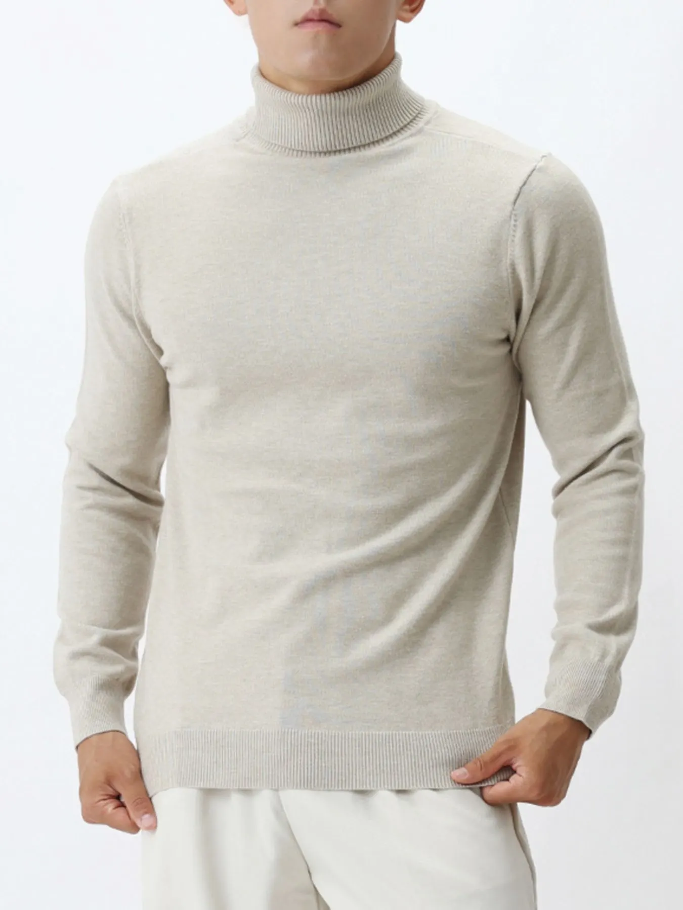 Men's Plus Size Slim-Fit Ribbed Turtleneck Sweater