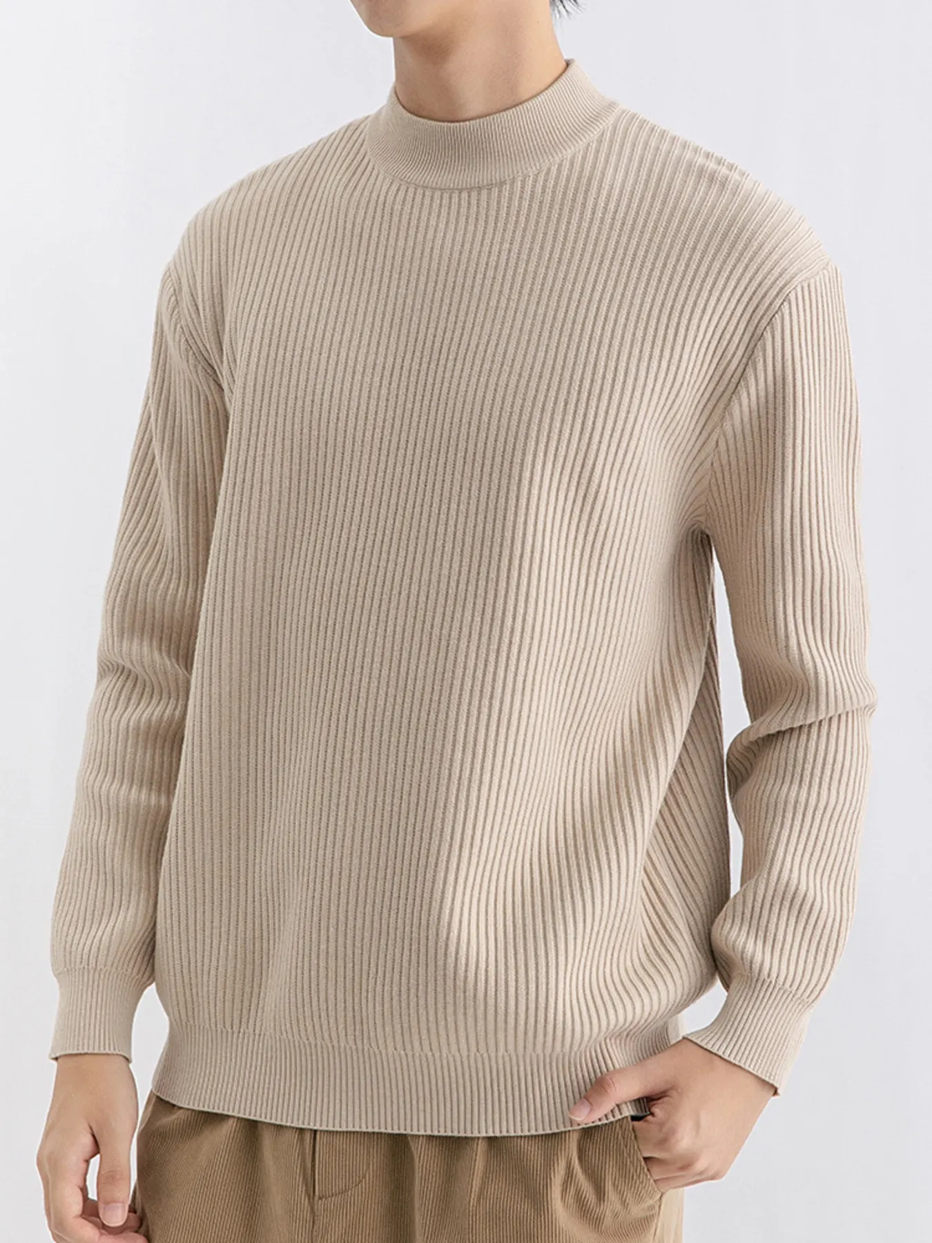Men's Plus Size Ribbed Mock Neck Sweater