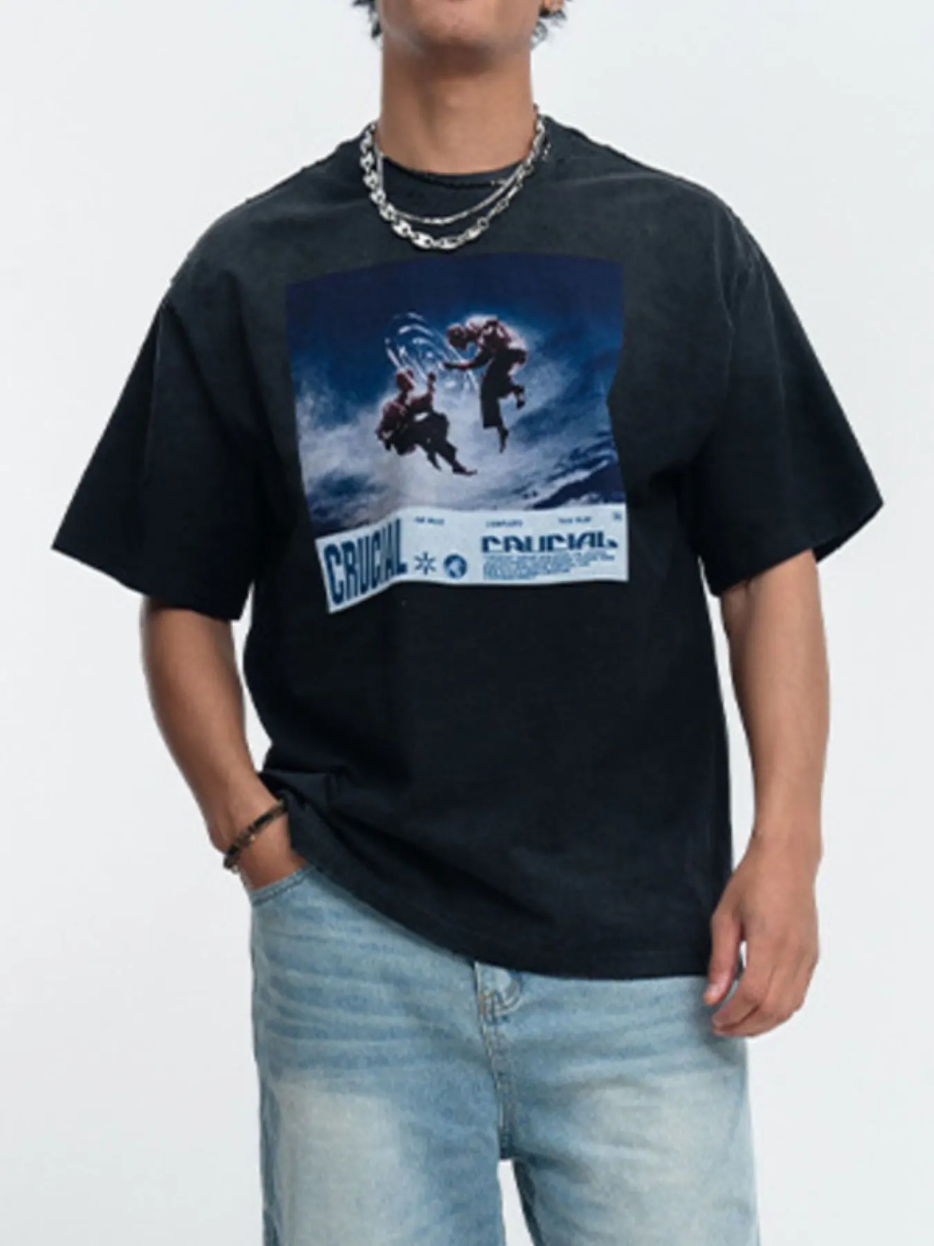 Men's Graphic Round Neck Oversized T-Shirt