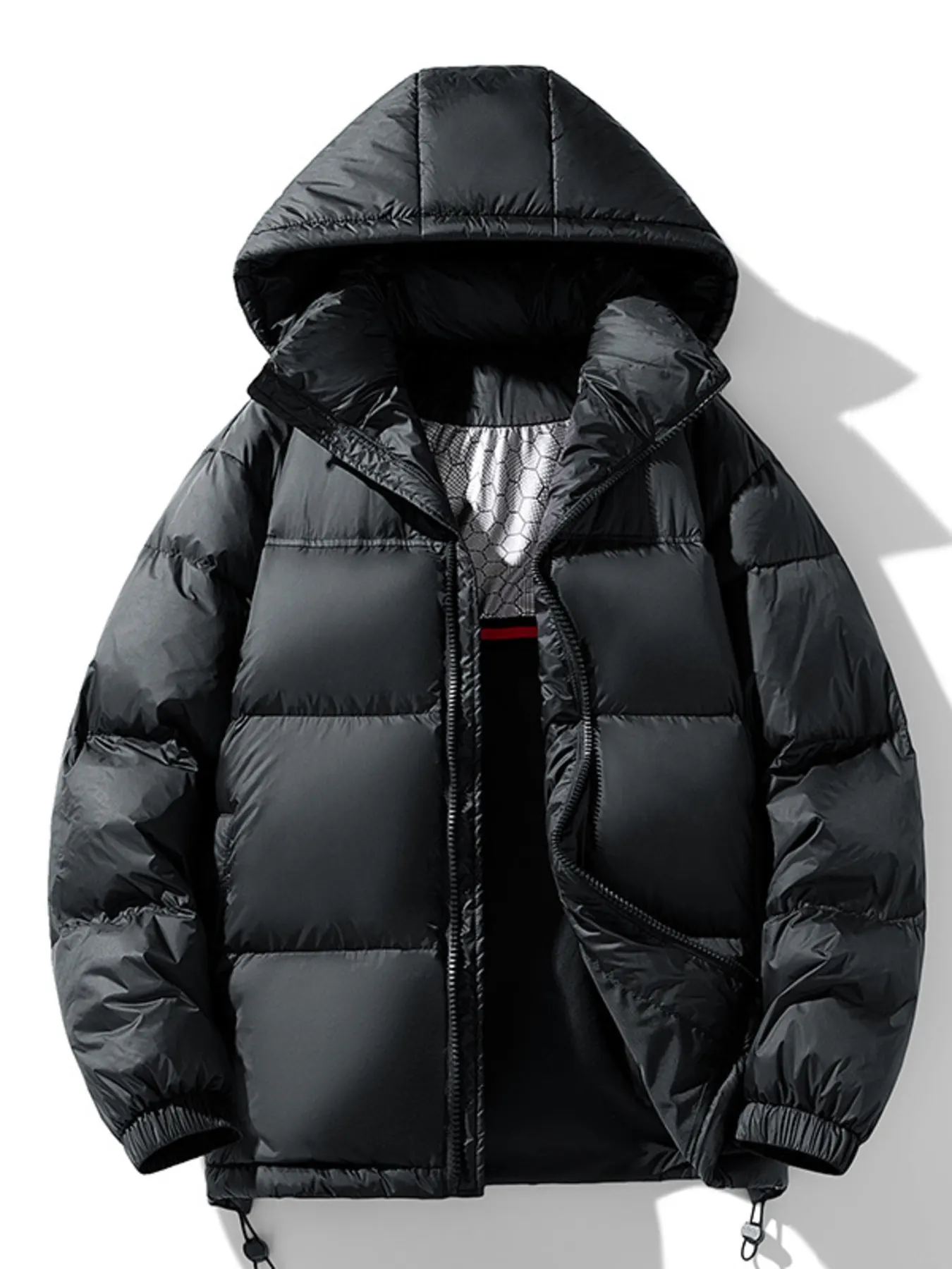 Men's Full Size Hooded Padded Puffer Jacket Plus Size