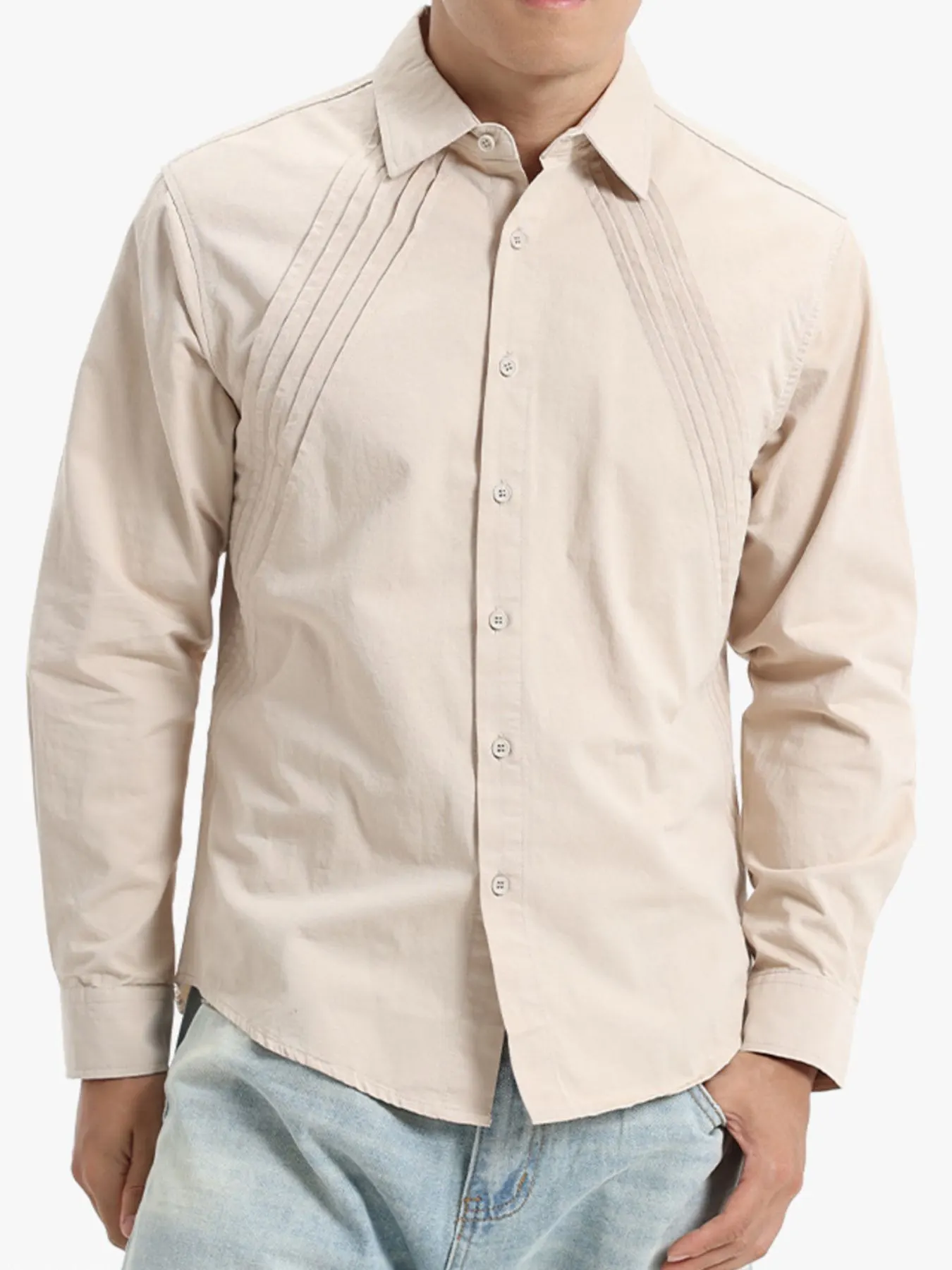 Men's Plus Size Long Sleeve Button-Down Shirt